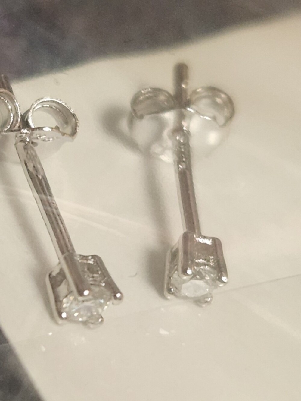 MOISSANITE STERLING SILVER PURE 925 EARRINGS .06 CTW, VVS COLOR D, NEW